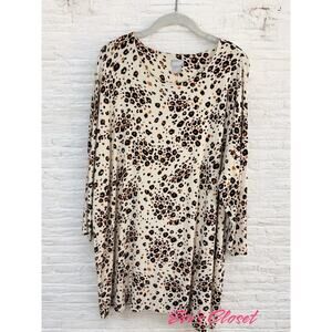 Chico’s Tunic Top Women's Sz 3 XL 16 Multicolor Animal Print Stretch Blouse